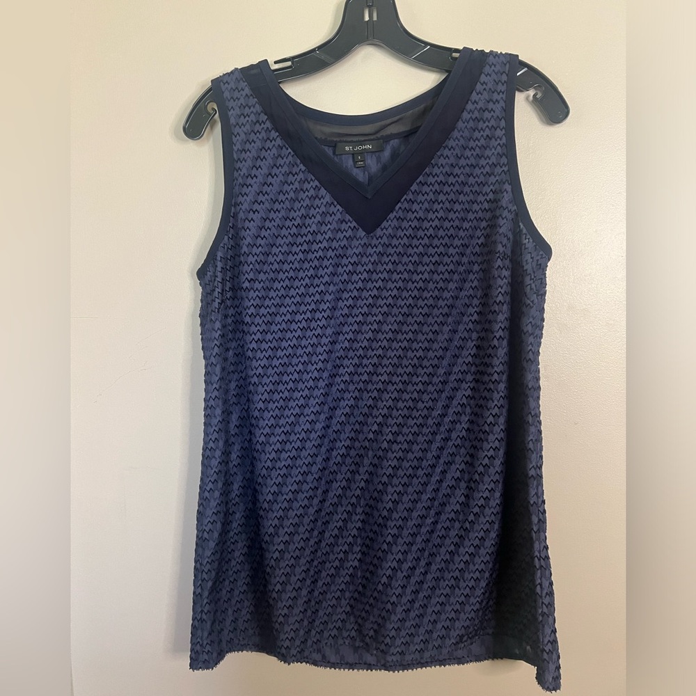 St. John S Navy Blouse Tank EUC